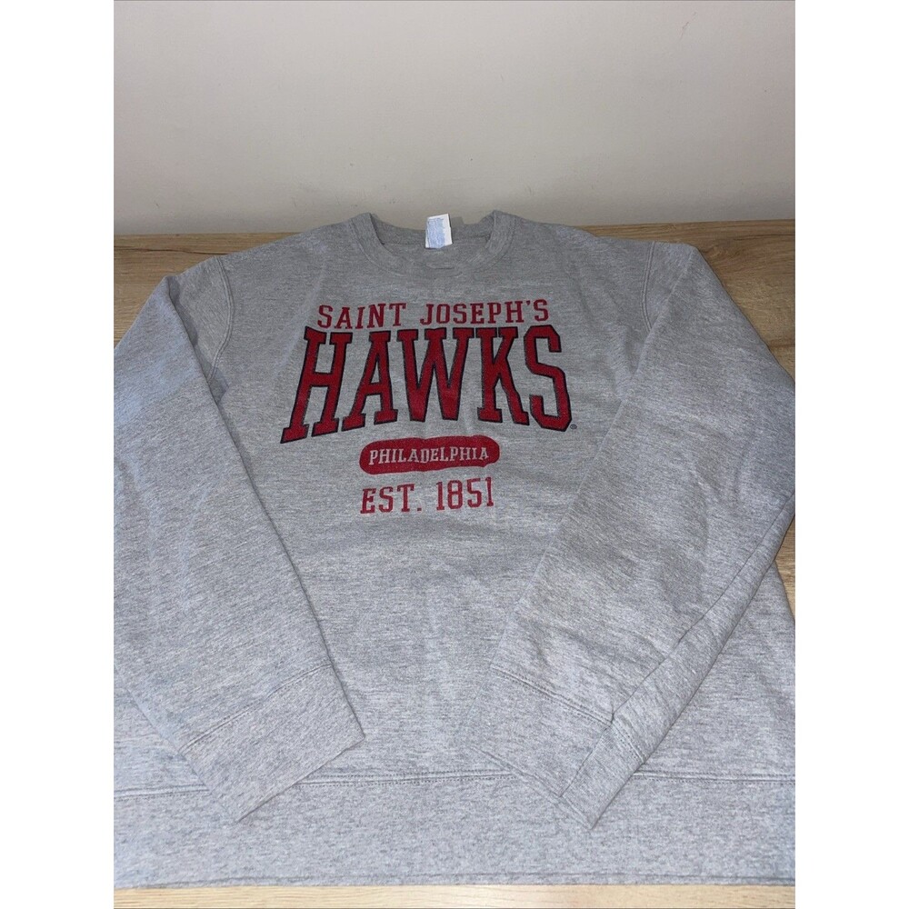 Saint Joseph's Hawks Sweatshirt L Gray Philadelphia Collegiate Y2K Crewneck